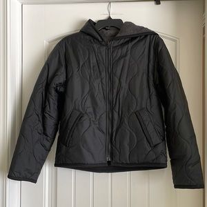 Women’s Reversible Jacket with hood, size XS, black and gray